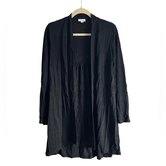 J JILL BLACK LINEN CARDIGAN SWEATER - Picture 1 of 4